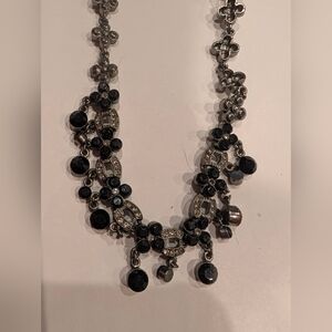Black and Silver Crystal Drop Necklace - Women Jewelry